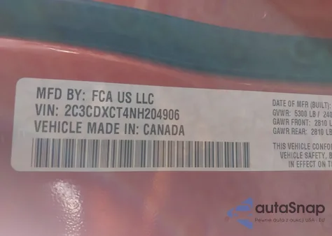 2022 Dodge Charger R/T from USA, damaged, VIN 2C3CDXCT4NH204906